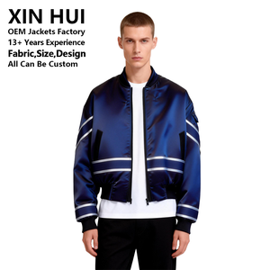 Chaqueta Bomber de Poliéster Estilo Urbano Invierno 2026 Personalizada al por Mayor con Cuello Alto y Tiras Reflectantes - Chaqueta Casual Gruesa para Hombre - Product Image 3