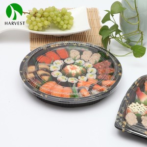 Plateau rond noir en plastique PET, de qualité alimentaire, <span class=keywords><strong>assiette</strong></span> de service pour le Sushi 1 pièce - Product Image 5