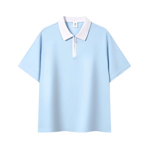 Customized Polo Shirt Short Sleeve Solid Color Cotton Contrast Trim Daily Wear - Product Image 3