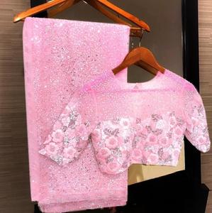 Sari en soie brodée bon marché bon marché prix de gros sari multicolore magnifique tenue de fête tenue de mariage vêtements pour femmes vêtements pour dames vêtementsvêtement - Product Image 4