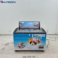 Congélateur à glace commercial avec couvercle en verre incurvé coulissant, type vitrine - Refroidissement efficace