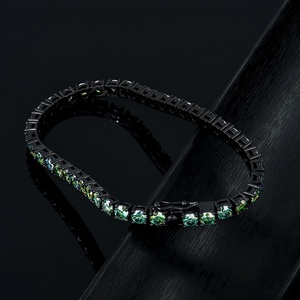 Bracelet tennis en moissanite vert vif plaqué or noir argent sterling 925 magasin d'usine vente en gros passe le test diamant VVS D - Product Image 3
