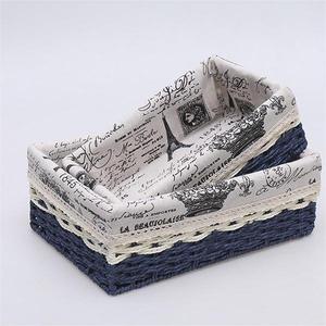 Cestini di <span class=keywords><strong>vimini</strong></span> con manico e fodera Set di carta corda intrecciata cestini decorativi per ripiani bagno cucina <span class=keywords><strong>pane</strong></span> di frutta - Product Image 6