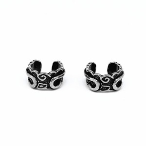 Pendientes de plata tibetana yunnique con diseño geométrico para hombres y mujeres, regalo para ocasiones, clips para las orejas de acero inoxidable - Product Image 5