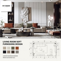 Services de design d'intérieur 3D postmoderne personnalisés de luxe, matériaux ignifuges et imperméables, textiles superposés pour les espaces domestiques