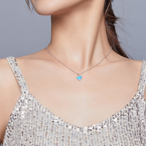 Opal đá quý trang sức vòng cổ trắng mạ vàng 925 Sterling Bạc Mặt dây chuyền trái tim Vòng cổ cho phụ nữ - Product Image 6