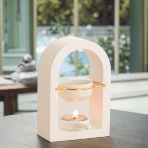Brûleur d'huiles essentielles en céramique pour aromathérapie, chauffe-cire en bois, diffuseur d'arômes parfum bois de santal, porte-encens - Product Image 3