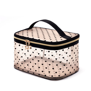 2025 nuevo conjunto de bolsa de <span class=keywords><strong>maquillaje</strong></span> de malla Love, bolsa de baño transparente, bolsa de almacenamiento de viaje, bolso de gran capacidad, bolsas de cosméticos para mujeres - Product Image 1