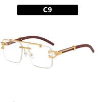Lunettes de soleil carrées sans monture TY70 à coupe diamant avec branches décorées léopard, style unisexe tendance pour influenceurs