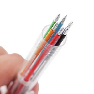 6 in 1 Plastic Ballpoint <b>Pen</b> Advertising Customized Logo Printing Multi-Colored Ink Novelty 1.0mm with Transparent Barrel - Product Image 4