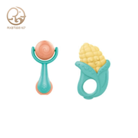 Nouveau hochet pour bébé en silicone souple, motif dessin animé, avec poignée, pour l'apprentissage des nombres et le jeu, pour les 0-24 mois
