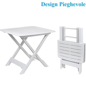 <b>Folding</b> Garden <b>Table</b> 79x72x70 Cm White Plastic <b>Outdoor</b> Camping <b>Table</b> Space Saving Easy To Use - Product Image 5