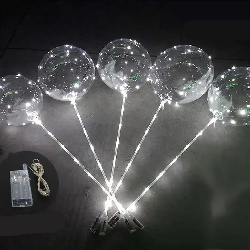 2023 Nieuwe Ontwerp 20 Inch Transparante Romantische Eenhoorn Varkenssticker Bobo Ballonnen Led Licht Ballon