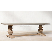 Jieni — table à manger en bois de teck style industriel européen, sculpté dans le jardin, cadre en bois, béton