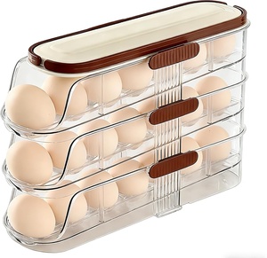 Yuou 3-Tier Stackable Self-Rolling Durable Eco-Friendly <b>Portable</b> Food-Grade Plastic Egg Organizer for <b>Fridge</b> - Product Image 1