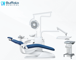 Kursi Dental Buffalo dengan Motor senyap, sandaran kepala dapat disesuaikan, sandaran tangan ganda, hisap lemah kuat - Product Image 1