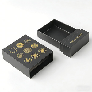 Custom Logo Luxury Drawer Sliding Gift <b>Box</b> with Texture Paper <b>Black</b> Foil Stamping for Perfume Packaging <b>Box</b> - Product Image 2