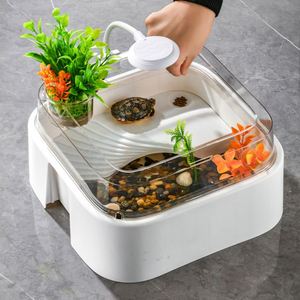 Bocal d'aquarium brésilien de haute qualité pour tortues, avec fermeture à bouton-pression, conception anti-évasion pour tortues de petite taille, idéal pour l'aménagement paysager de bureau à domicile - Product Image 2
