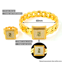 Ensemble de bagues et bracelets en zircon de design européen, luxe plaqué or 24 carats, bijoux hip-hop imperméables pour femmes