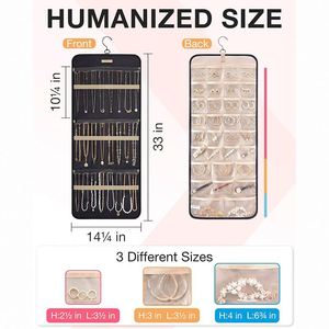 Double-Sided Hanging Jewelry Storage <b>Roll</b> with Metal Hook for Earrings Necklace Ring Other Jewelry Pieces - Product Image 2