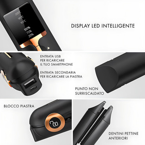 Mini fer à lisser sans fil USB NB WIDE, rechargeable, avec écran LED, céramique française, pour la maison et l'extérieur - Product Image 5