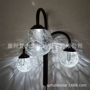 Solar Garden Lights 3-Bulb Glass <b>Ball</b> <b>LED</b> Solar Powered Outdoor Stake Light Water Resistant Portable - Product Image 3
