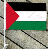 Drapeaux de voiture Palestine en polyester à impression personnalisée pas chers avec tige en plastique