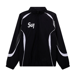 ชุดเซ็ท 2 ชิ้น SUPR สำหรับผู้ชายและผู้หญิง เสื้อแจ็คเก็ตมีฮู้ดแบบซิปตัดต่อสี กางเกงจ็อกเกอร์ขาจั๊มพ์ทรงหลวม ผ้าไนลอน สไตล์สตรีทแวร์สำหรับฤดูใบไม้ผลิ เหมาะสำหรับเล่นกีฬา - Product Image 1