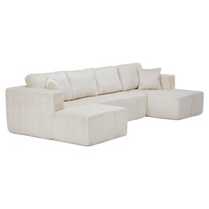 Ensemble de canapés convertibles de haute qualité, design moderne beige, pour appartements et salons d'hôtels, tissu en velours côtelé - Product Image 6