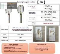 180 °   Raquette anti-moustiques électrique pliable, rechargeable par Type-C, grille de sécurité à 3 couches, tue-moustiques pour usage intérieur et extérieur