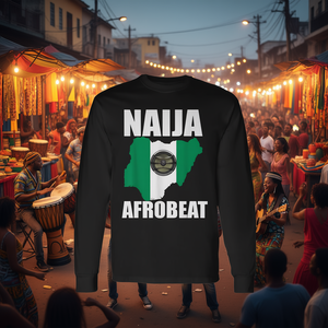 Camiseta de Manga Larga Naija Afrobeat con Diseño de la Bandera de Nigeria, Temática Musical - Product Image 3