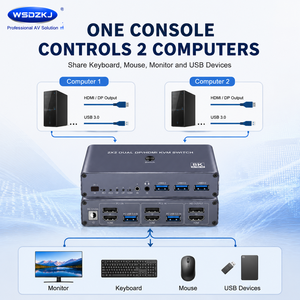 Hardrock 8K 60Hz HDMI2.1 <span class=keywords><strong>DP</strong></span> 4-Port USB3.0 <span class=keywords><strong>KVM</strong></span>-<span class=keywords><strong>Switch</strong></span> für 2 Computer mit gemeinsamer Nutzung von 1 Maus/Tastatur/Monitor, Titangrau, Aluminium, auf Lager - Product Image 4