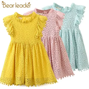 Bear Leader Girls Dress 2019 New Summer Brand Girls Clothes Lace Petal Sleeve Design Baby Girls Dress Party Dress For 3-7 Years