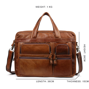 Dujiang Genuine Leather Business <b>Briefcase</b> 15.6 Inch Men's Multi Functional Shoulder Bag For Business Travel - Product Image 4