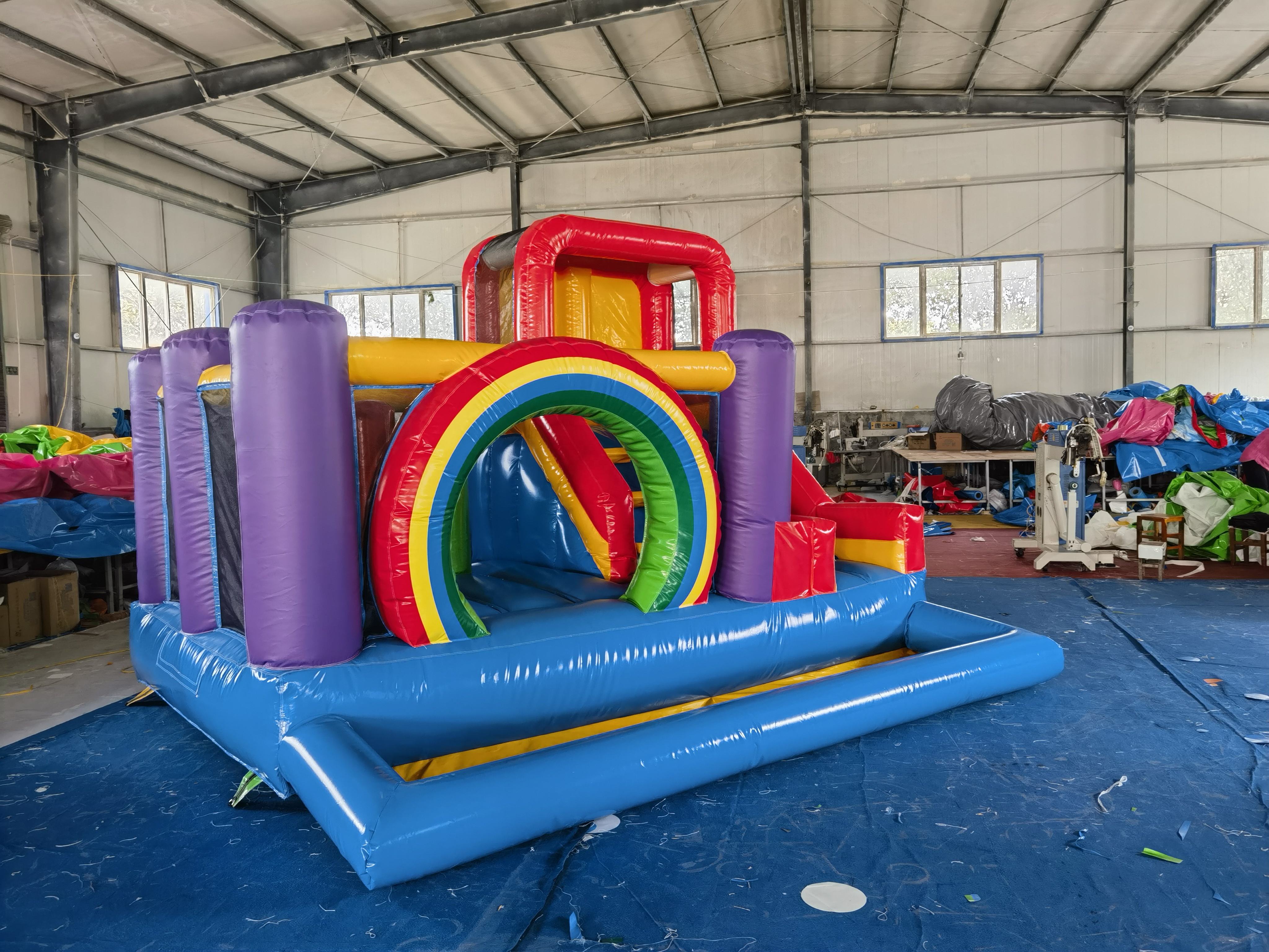 Château gonflable bleu 3,5*4m en PVC 0,55mm