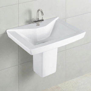 Art Ceramic Sanitary Ware Lavabo Half Pedestal Sink Wash Basin Eco Friendly For Mall Villa Use - Product Image 2