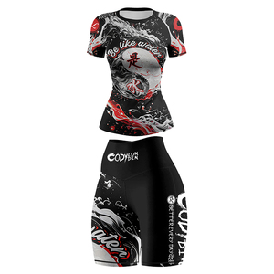 고품질 성인 여성용 MMA 래쉬가드 반바지 & 레깅스 BJJ 그래플링 세트 자외선 차단 UPF50 스판덱스/나일론 소재 - Product Image 4