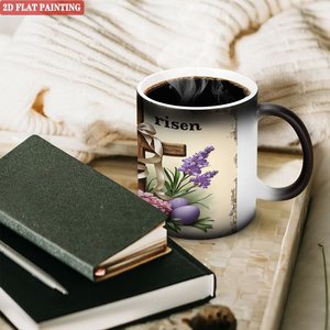 Taza Mágica de Cerámica Negra Esmerilada de 11 oz, Activada por Calor, con Diseño de Cruz en Relieve, Regalo de Pascua - Product Image 3