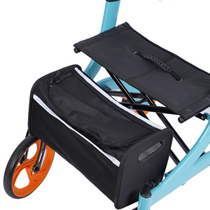 Qinda Four-Wheel Aluminum Alloy <b>Walker</b> <b>Rollator</b> Blue Folding Mobility Aid for Elderly - Product Image 2