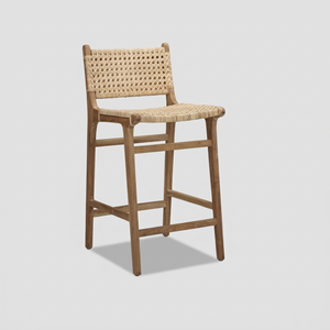 Nouvelle chaise de bar en bois massif avec pieds hauts et dossier confortable pour bar à domicile - Design minimaliste moderne - Product Image 1