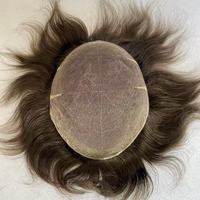 Prothèse capillaire pour homme en cheveux humains de qualité supérieure, avec base en dentelle suisse complète, coupe gratuite