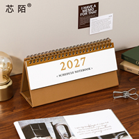 Calendrier de bureau miniature SIMNO 2027, planificateur mensuel, reliure à double spirale, calendrier de table à feuilles mobiles, décoration de bureau, logo personnalisé disponible