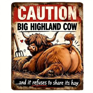 Iron Craft Highland Cow Sign, Laser Cut Metal Wall Decor, Durable Outdoor Garden Art, Funny Animal Tin Plate for Home - Product Image 4