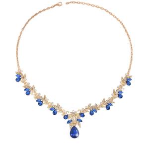 Alta calidad impermeable al por mayor lágrima cristal color hoja collar y pendientes conjunto de joyas para eventos especiales - Product Image 1