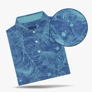 批发deolax运动加大码蓝色性能印花休闲儿童防臭短袖高尔夫马球男式t恤