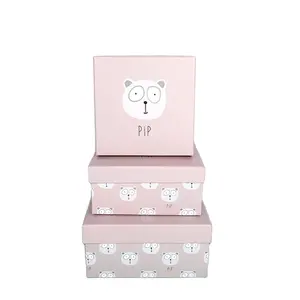 Bear Image Packaging Caixa De Papel De Presente Dos Desenhos Animados com Tampa Pré-montados para Crianças Fontes Do Partido Aniversário