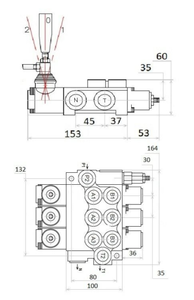 Control direccional hidráulico manual de 3 vías con carrete, 3/8" 1/2" 3/4" 1" NPT BSP, 40 L/M, 250 BAR - Product Image 2
