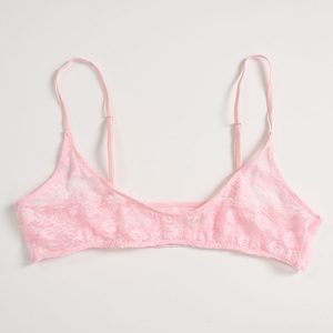 Sk1418&sk1419 Sexy Set Lingerie con <span class=keywords><strong>Bralette</strong></span> <span class=keywords><strong>in</strong></span> <span class=keywords><strong>Pizzo</strong></span> Floreale Rosa a Collo Tondo e Slip a Vita Media Stile Cheeky - Product Image 6