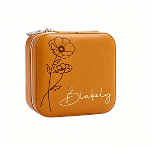 Hotsale Premium Custom Name Engraved PU Rangement Bijoux Jewelry <b>Box</b> Custom Logo Jewelry Packaging Bridesmaid Wedding Favor <b>Gift</b> - Product Image 1