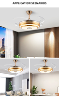 Ventilateur de Plafond LED Intelligent Invisible et Rétractable de 36/42/48 Pouces avec Lumières 220v Maison pour Chambre et Télécommande